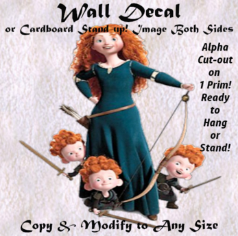 Second Life Marketplace - WALL DECAL PRINCESS Merida &amp; brothers 3D ...